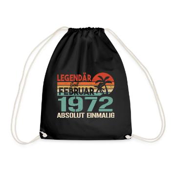 Cadeau d'anniversaire - né en février 1972 - Sac de sport léger - noir - Devant