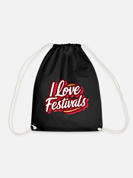 I love festivals - Drawstring Bag - black