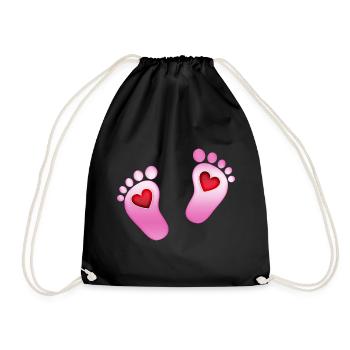 Baby Pieds coeur bébé empreinte maman fille rose pieds - Sac de sport léger - noir - Devant
