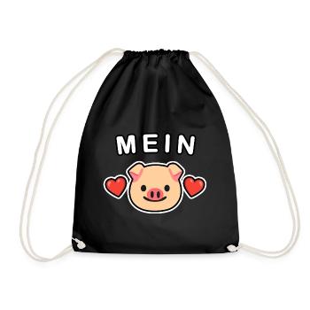 Mein Schweinchen ❤️ Mein Schwein ❤️ - Turnbeutel - Schwarz - Vorne