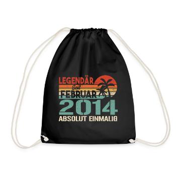 Birthday Gift - Vintage February 2014 - Drawstring Bag - black - Front