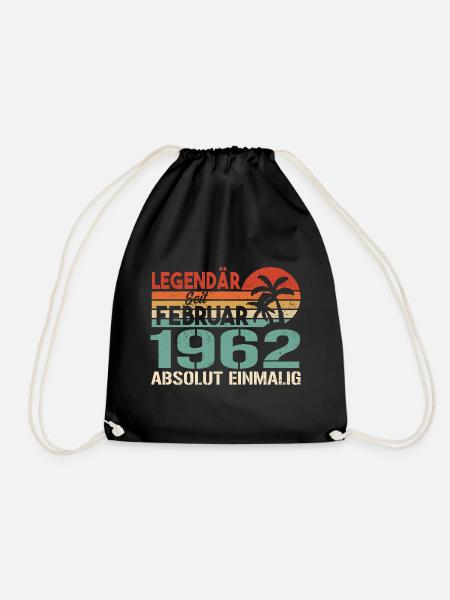 Geburtstagsgeschenk - Jahrgang Februar 1962 - Turnbeutel - Schwarz
