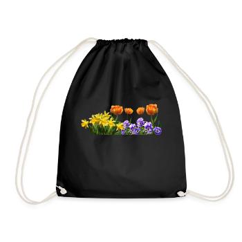 daffodils roses rosen blumen flowers tulips tulpen - Turnbeutel - Schwarz - Vorne