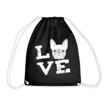 LOVE - French Bulldog - French Bulldog - Drawstring Bag - black - Front