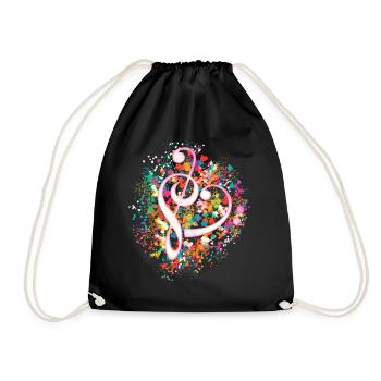 Musique coeur clé de musique danse Fête de la fête - Sac de sport léger - noir - Devant