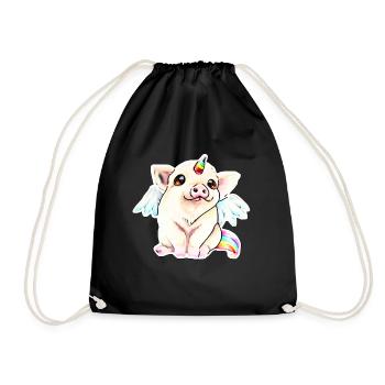 Cochon licorne - Sac de sport léger - noir - Devant