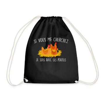 Je suis avec mes poules. Cadeau humour poule - Sac de sport léger - noir - Devant