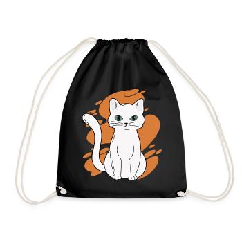 White Main Coon Cat Cat Outfit for - Drawstring Bag - black - Front