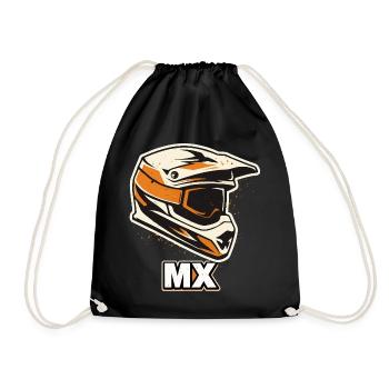MX Motocross Helmet Shirt – Offroad Rider - Drawstring Bag - black - Front