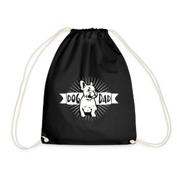 DOG DAD french bulldog - Drawstring Bag - black - Front