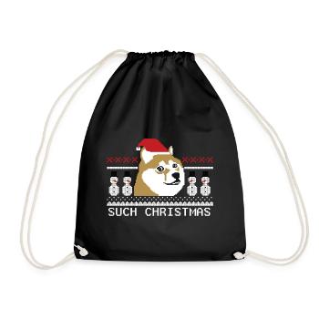 Santa Doge Ugly Christmas - Drawstring Bag - black - Front
