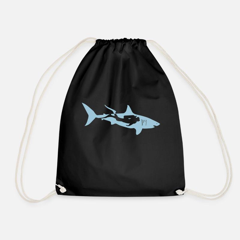 taucher hai tauchen scuba diving diver shark - Turnbeutel - Schwarz
