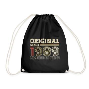 Original seit 1989 Jahrgang Geburtstag Geschenk - Turnbeutel - Schwarz - Vorne