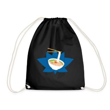 Exotic Vietnamese Food Pho and Lotus - Drawstring Bag - black - Front
