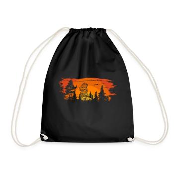 Sunrise Forest Rock Formation Fichtelgebirge - Drawstring Bag - black - Front