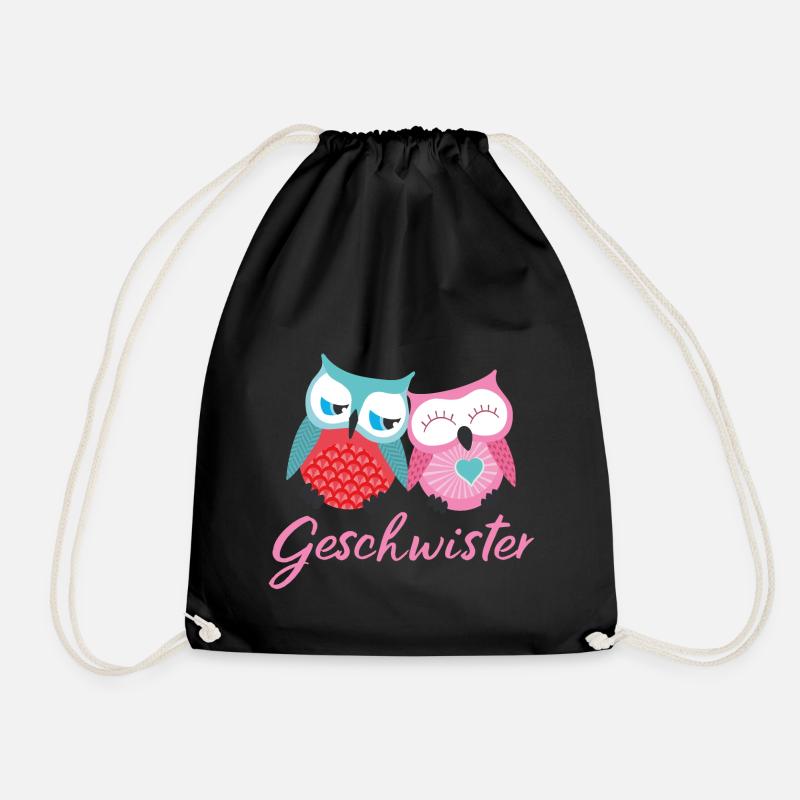 Geschwister Eulen - Turnbeutel - Schwarz