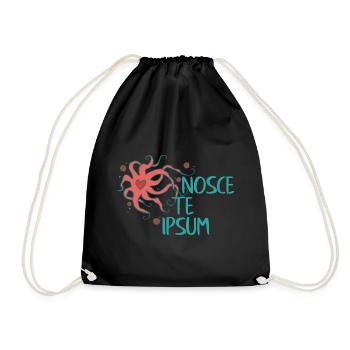 Heart Octopus - Nosce Te Ipsum - Latin 1 - Drawstring Bag - black - Front