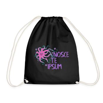 Heart Octopus - Nosce Te Ipsum - Latin 2 - Drawstring Bag - black - Front