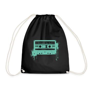RETRO CASSETTE in turquoise - Drawstring Bag - black - Front