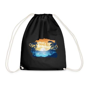 What's Up Beaches - Funny Beach Shirt - Drawstring Bag - black - Front