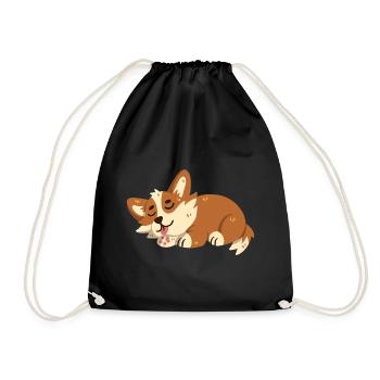 Corgi Sleeps - Drawstring Bag - black - Front