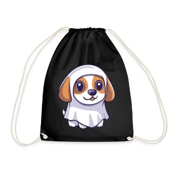 Beagle Hund Halloween Comic Geist - Turnbeutel - Schwarz - Vorne