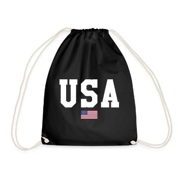 USA T-SHIRT, USA Shirt - Drawstring Bag - black - Front