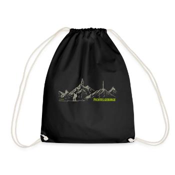 Drawing Fichtelgebirge with hiker - Drawstring Bag - black - Front