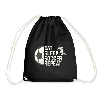 Eat. Sleep. Soccer. Repeat. – Für alle Fußballfans - Turnbeutel - Schwarz - Vorne