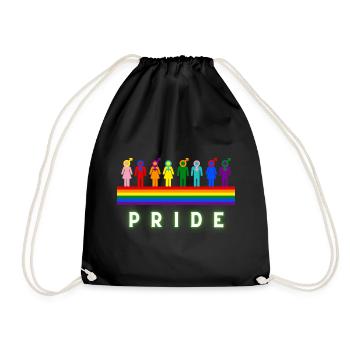 Pride Regenbogen LGBTQ Vielfalt Design - Turnbeutel - Schwarz - Vorne