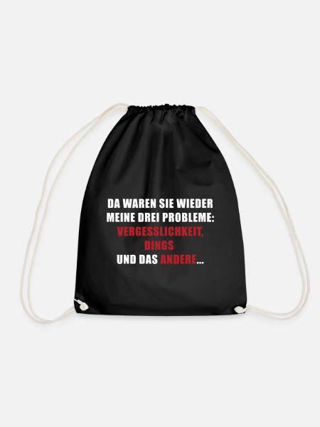 Drei Probleme: Vergesslichkeit, Dings, das andere - Turnbeutel - Schwarz