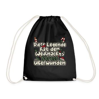 Weihnachten Weihnachtsmann Stress - Turnbeutel - Schwarz - Vorne