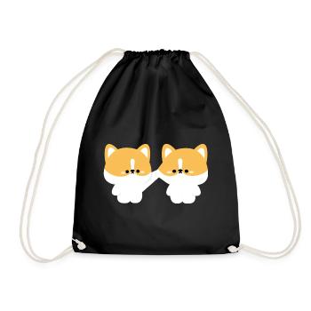 Corgi-Paar - Turnbeutel - Schwarz - Vorne
