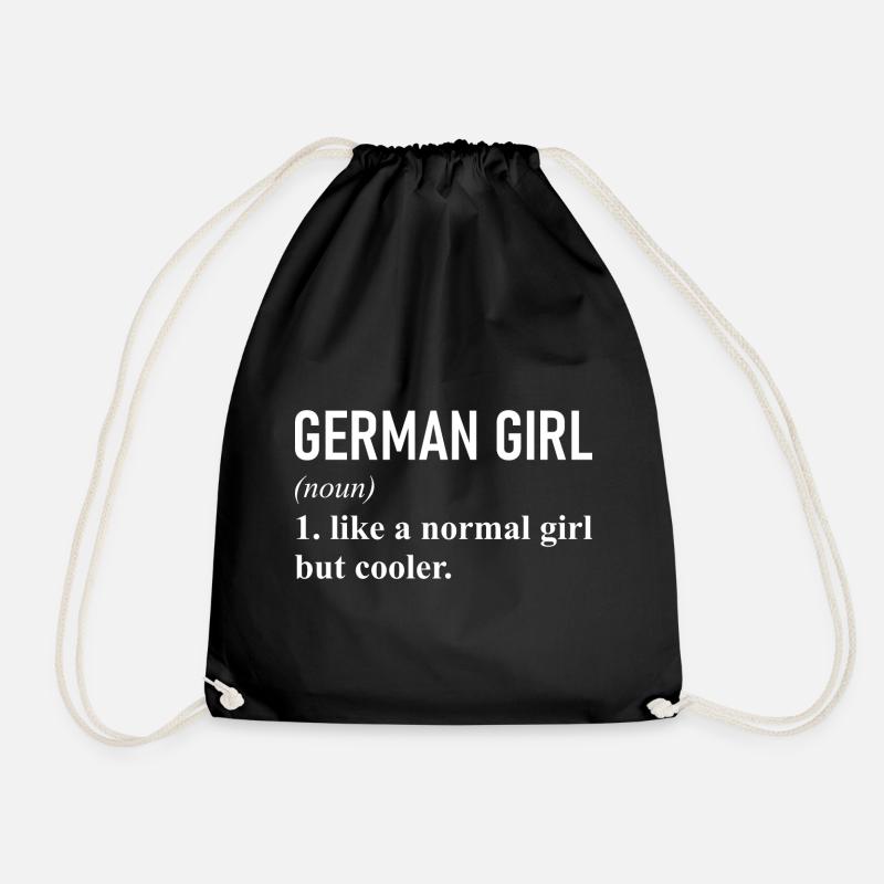 Germany German Girl Graphic - Drawstring Bag - black