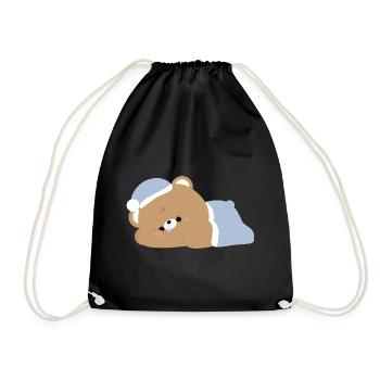 Tired Brown Bear - Drawstring Bag - black - Front