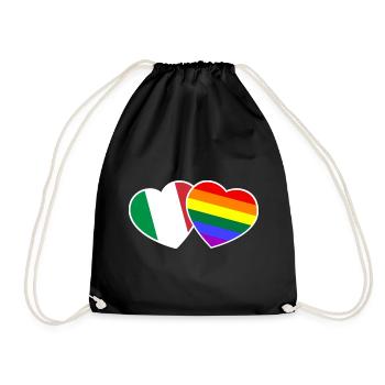 LGBT Gay Lesbisch Italien Flagge Italia Geschenk - Turnbeutel - Schwarz - Vorne