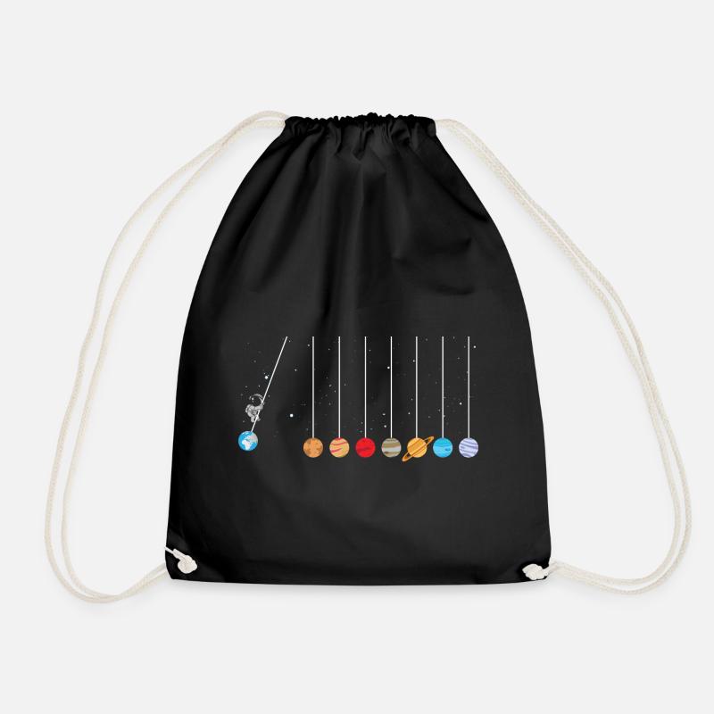 Astronaut Swing Planets Solar System Space Science - Drawstring Bag - black
