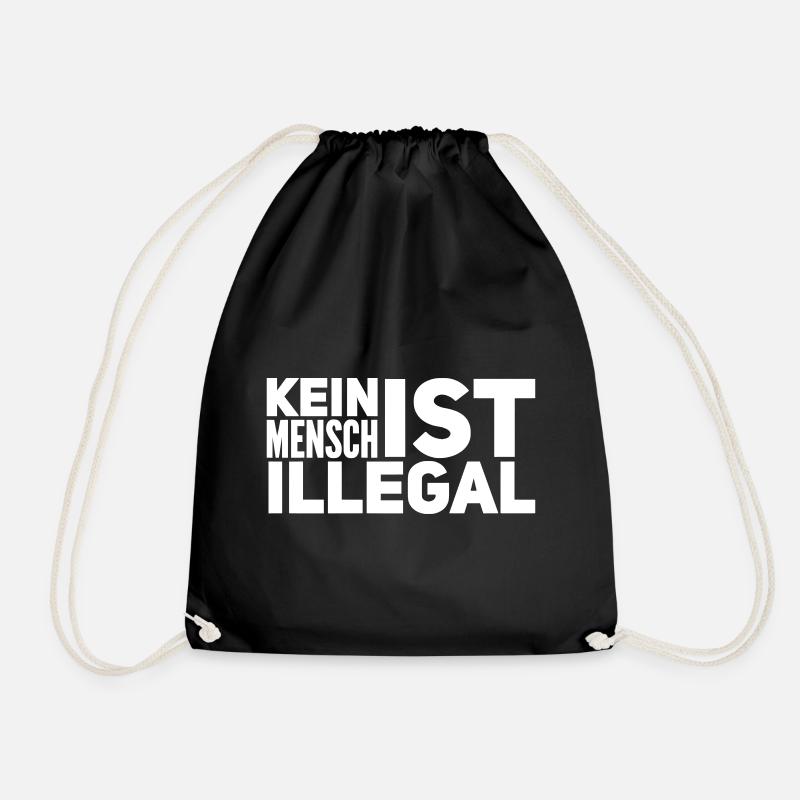 Kein Mensch ist illegal - Menschenrechte - Turnbeutel - Schwarz