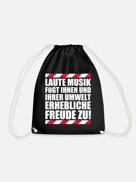 Laute Musik = Freude Fun lustiger Spruch Festival - Turnbeutel - Schwarz