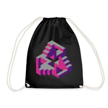 Impossible Figures 77B - Drawstring Bag - black - Front