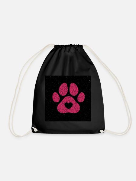 Bear's paw red pink black - Drawstring Bag - black