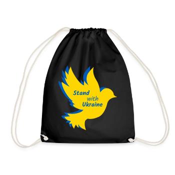 Ukraine Dove Peace Flag - Drawstring Bag - black - Front
