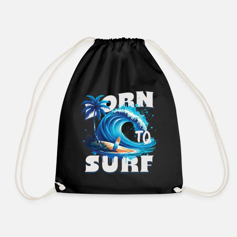 Born To Surf - Drawstring Bag - black