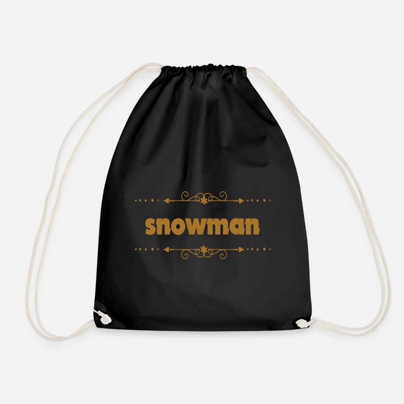 snowman - Drawstring Bag - black