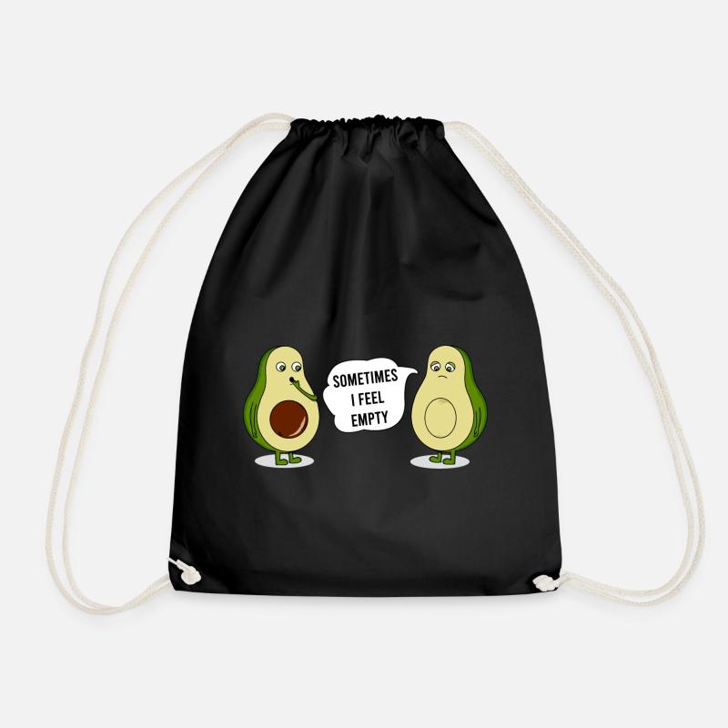 Avocado Sometimes I Feel Empty Graphic - Drawstring Bag - black