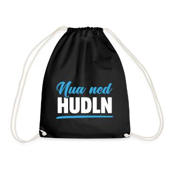 NUA NED HUDLN | BAYRISCH | DIALEKT - Turnbeutel - Schwarz - Vorne