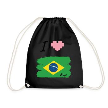 ♡ I love Brazil Tshirt ♡ - Drawstring Bag - black - Front
