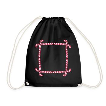 frame shield candy cane delicious candy sugar - Drawstring Bag - black - Front