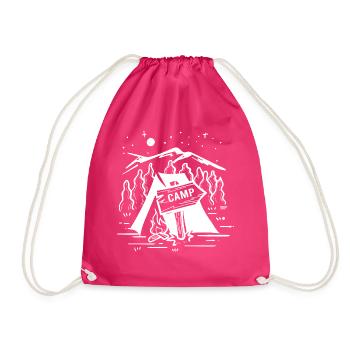 Camping Feuer Abenteuer Wohnmobil Wandern - Turnbeutel - Fuchsia - Vorne