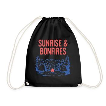 Sunrise & Bonfires Camping Summer Camper Tropical - Drawstring Bag - black - Front